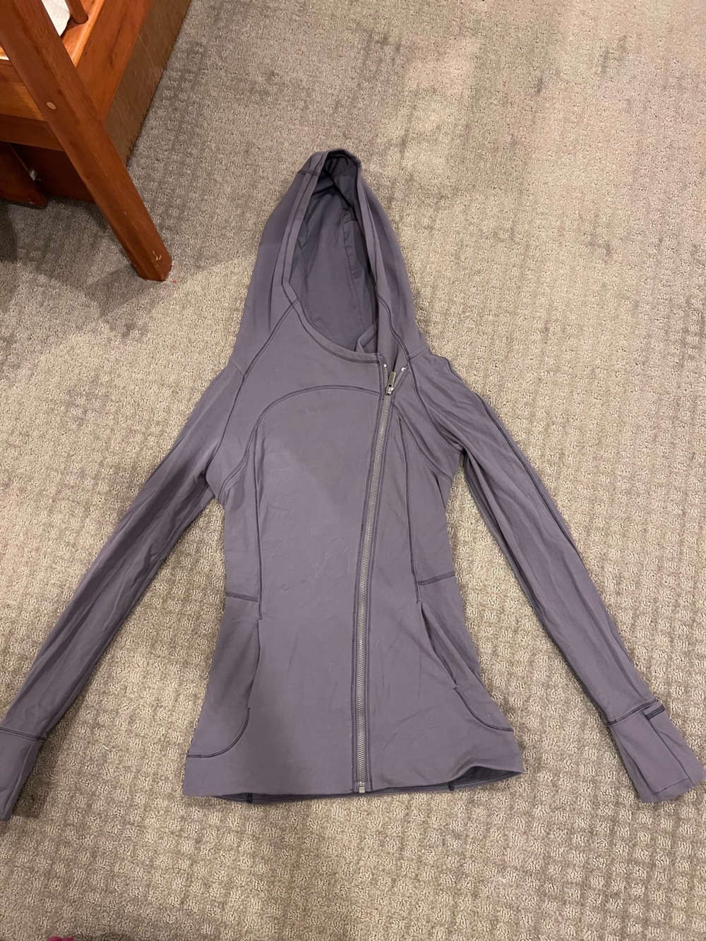 Asymmetrical lululemon Zip Hooded Jacket in Slate Gray